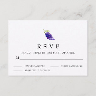 Uvas en la tarjeta RSVP Boda de Vino