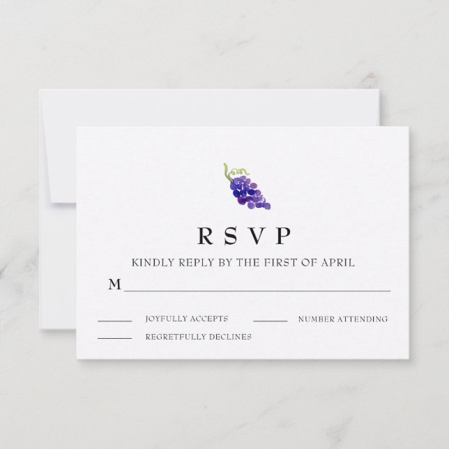 Uvas en la tarjeta RSVP Boda de Vino (Anverso)