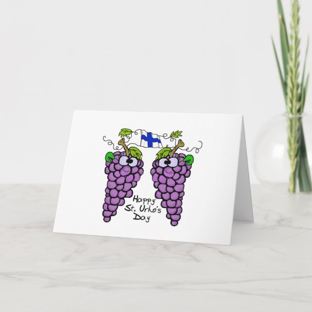 Uvas finlandesas patrióticas Tarjeta de St. Urho (Anverso)