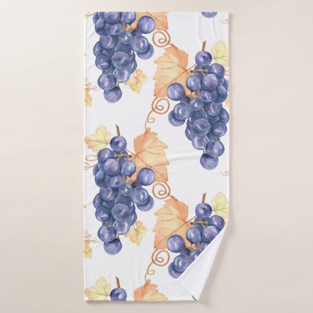 Uvas moradas sin soldadura en blanco aislado por (Toalla de baño)