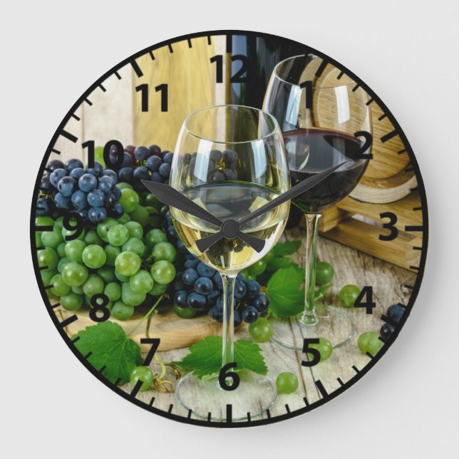 Uvas toscanas Vino Cocina Acrílica Reloj de pared (Anverso)
