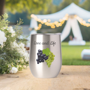 Uvas y copa de vino personalizada