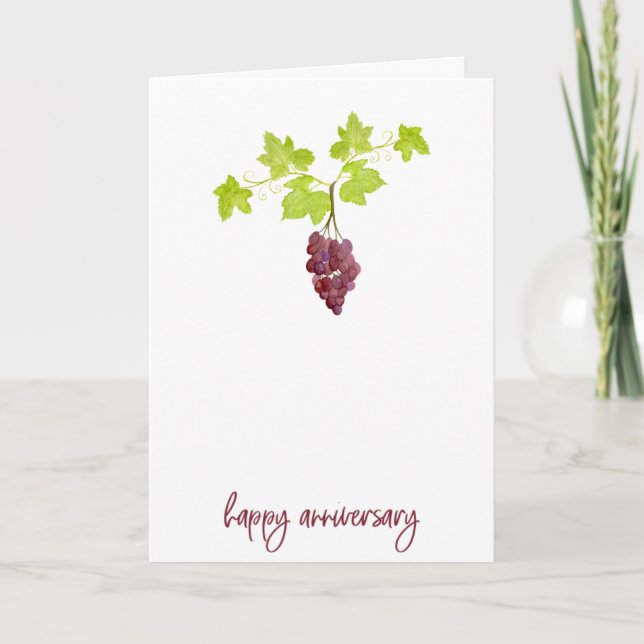 Uvas y tarjeta del aniversario del viñedo del vino (Anverso)