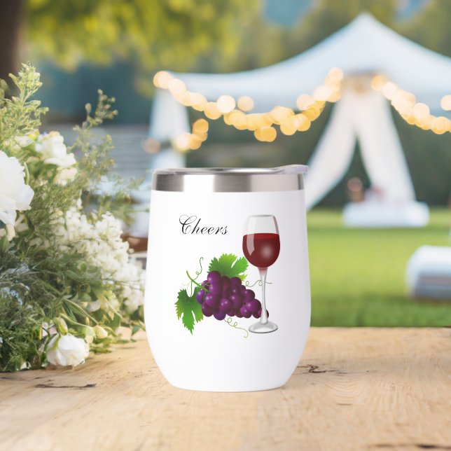 Uvas y vidrio de vino personalizado (Boda)