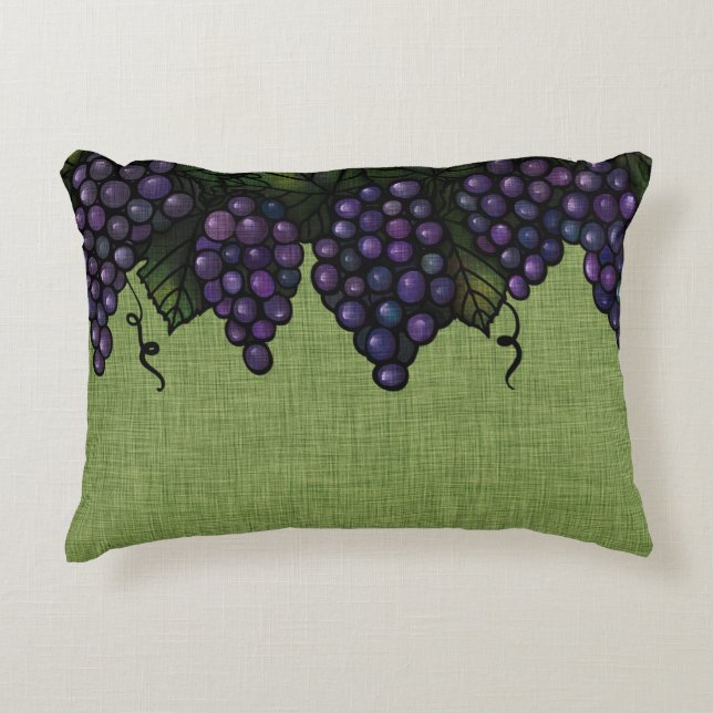 Uvas y vinos púrpura, almohada acentuada de 16" x  (Anverso)