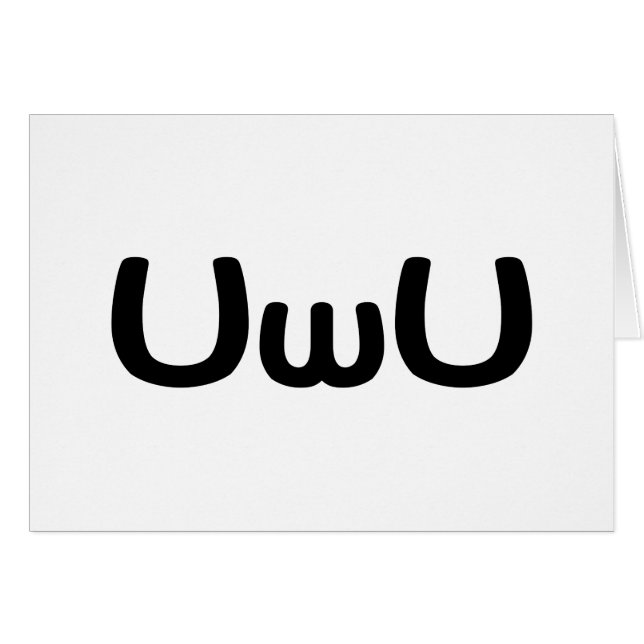 UwU Happy Anime Face Emoticon Greeting Card (Anverso (Horizontal))