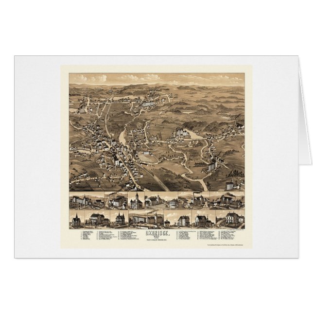 Uxbridge, mapa panorámico de las MAMÁES - 1880 (Anverso (Horizontal))