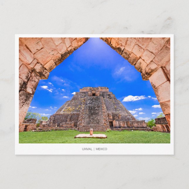 Uxmal maya México, Tarjeta Postal de Vacaciones (Anverso)
