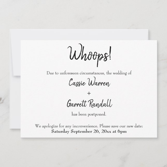 "¡Uy!" Invitación Boda pospuesta (Anverso)