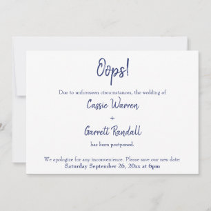 "¡Uy!" Invitación Boda pospuesta en blanco de la M