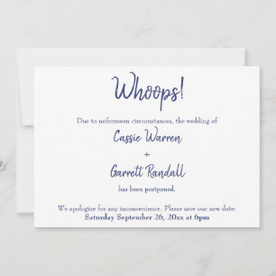 ¡Uy! Invitación Boda pospuesta en blanco de la Mar