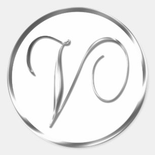 V Monograma Sobre Plata Faux O Sello Favorito