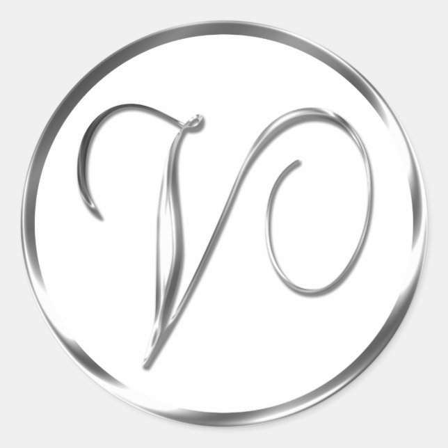 V Monograma Sobre Plata Faux O Sello Favorito (Anverso)