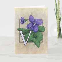 V para el monograma de la flor de las violetas