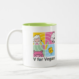 V para la taza del vegano