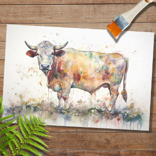 Vaca acuarela psicodélica 1 Papel de descomposició