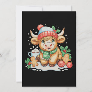 Vaca Alta Escocesa de Navidad Ternera Linda Sombre