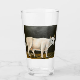 Vaca blanca sobre fondo negro (animal de granja)