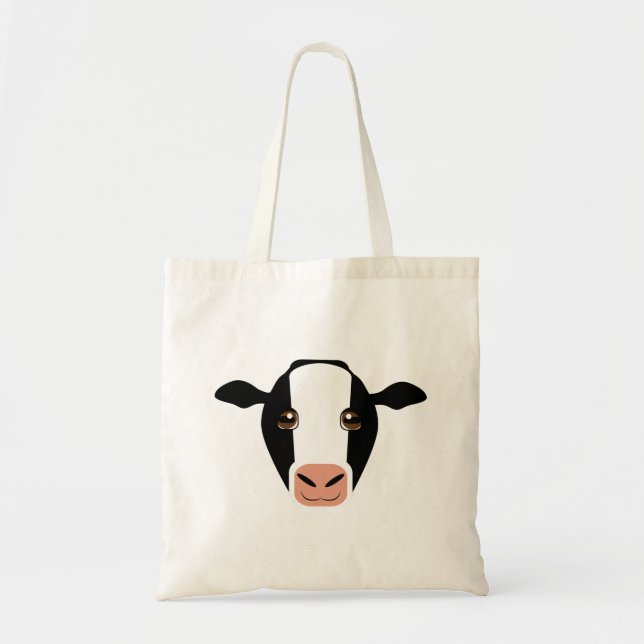 Vaca blanca y negra en la bolsa de Tote (Frente)