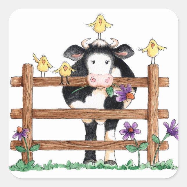 Vaca cercada - Pegatinas (Anverso)