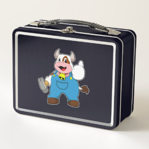 Vaca como artesano con martillo