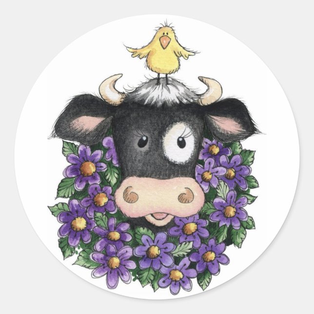 Vaca con guirnalda - Pegatinas (Anverso)