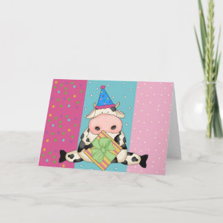 Vaca con tarjeta de cumpleaños de regalo