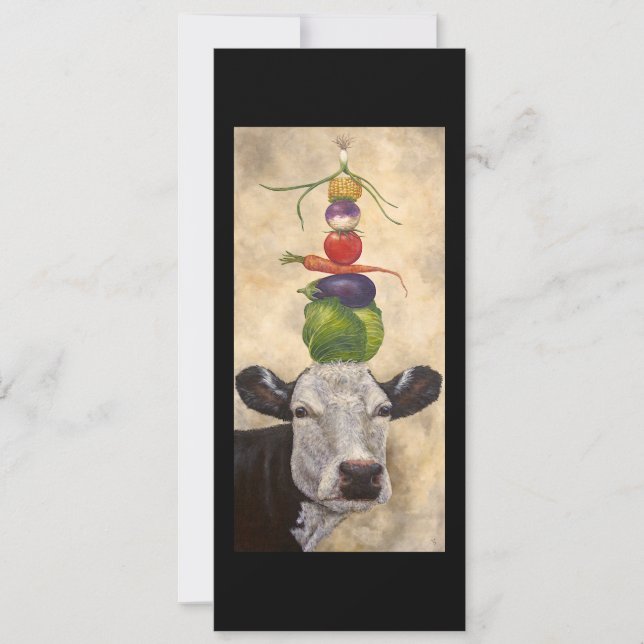 Vaca con verduras tarjeta plana (Anverso)