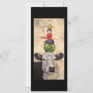 Vaca con verduras tarjeta plana