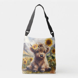Vaca Cuidada De Highland Con Bolsa Crossbody De Su