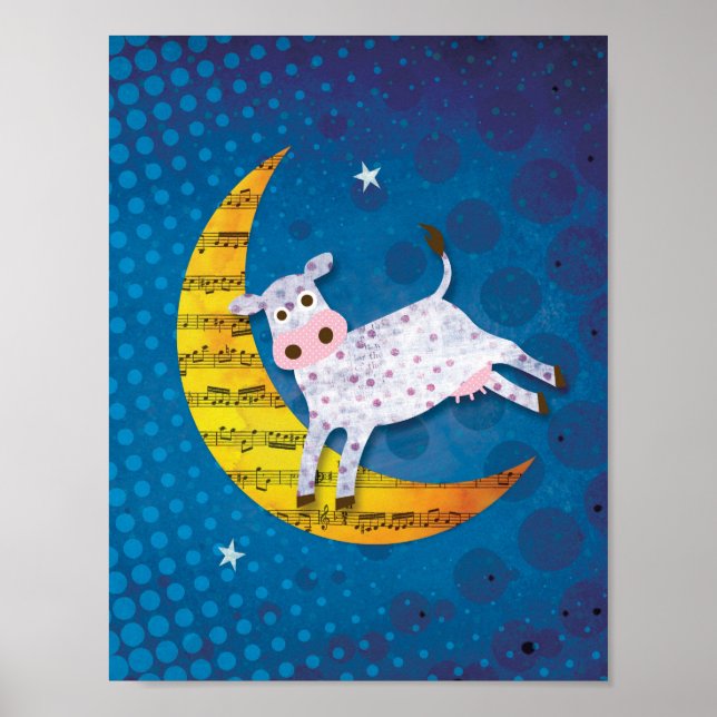 Vaca de arte popular saltó sobre la rima de la gua (Frente)