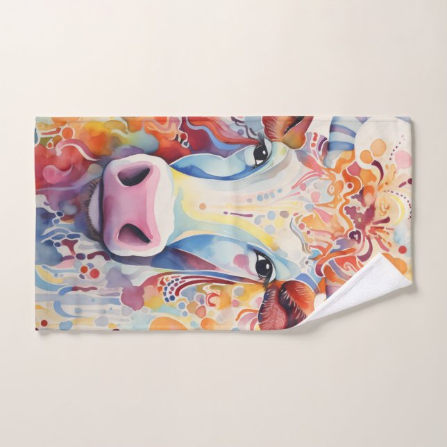 Vaca de color de agua suave (Toalla de mano)