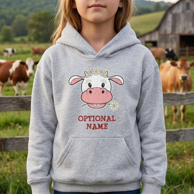 Vaca de dibujos animados linda | Sudadera con capu (Subido por el creador)