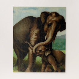 Vaca de elefante de época con su rompecabezas de t