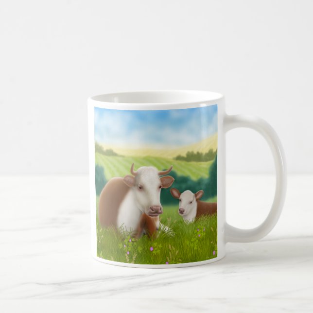 Vaca de Hereford y taza del becerro (Derecha)