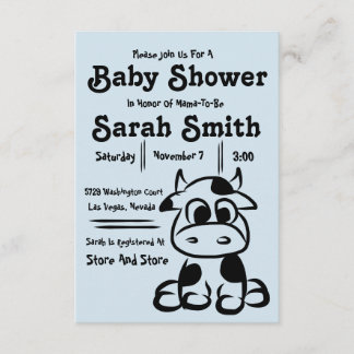 Vaca de la invitación del fiesta de Baby Shower