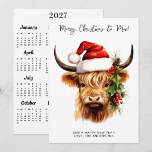 Vaca de las Tierras Altas Calendario 2027 Navidad
