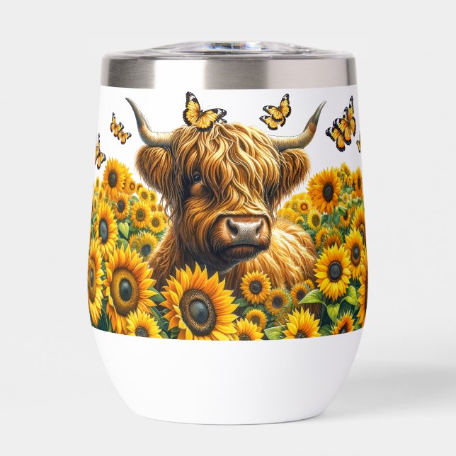 Vaca de las Tierras Altas y Girasoles (Frente)