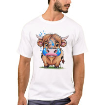 vaca de mala calidad en tierras altas, camiseta az