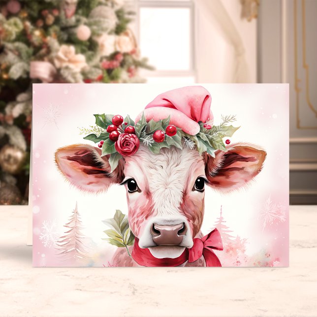 Vaca de Navidad adorable con sombrero de Santa (Subido por el creador)