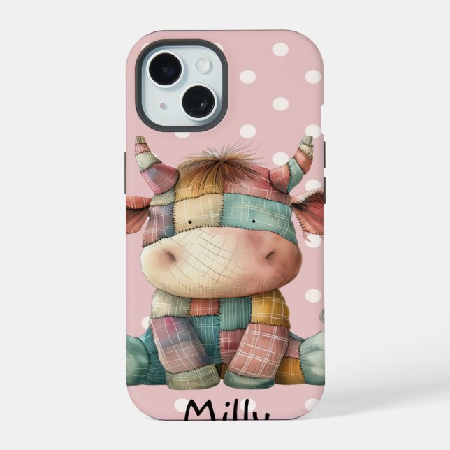 Vaca de patchwork pastel caprichoso Agregar nombre (Reverso )