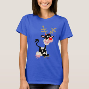 Vaca disfrazada de camiseta de mujeres renas