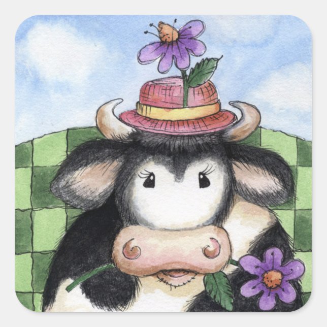 Vaca en Gorra - Pegatinas (Anverso)