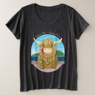 Vaca escocesa de la montaña con el pelo salado de