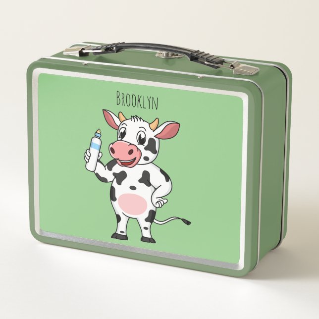 Vaca feliz con personalizado de biberón  (Reverso)