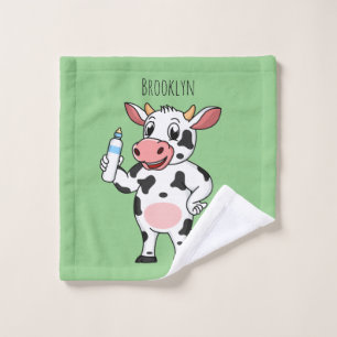 Vaca feliz con personalizado de biberón