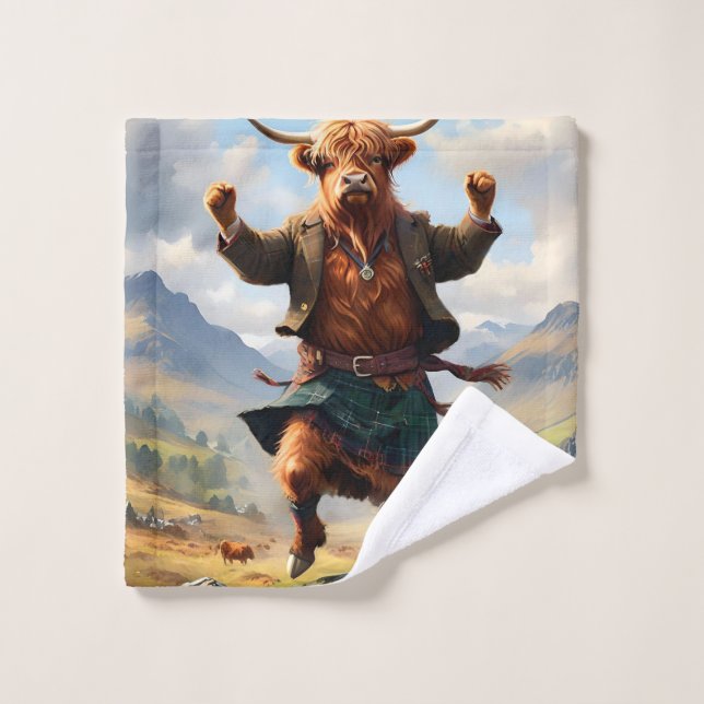 Vaca Highland Bailando Con La Huida De Highland, (Toallita)