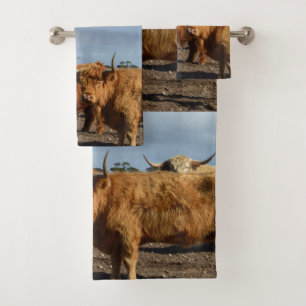 Vaca Highland Big Brown, Set de toallas de baño