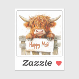 Vaca Highland, correo feliz, Pegatina