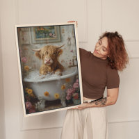 Vaca Highland en arte floral en bañera